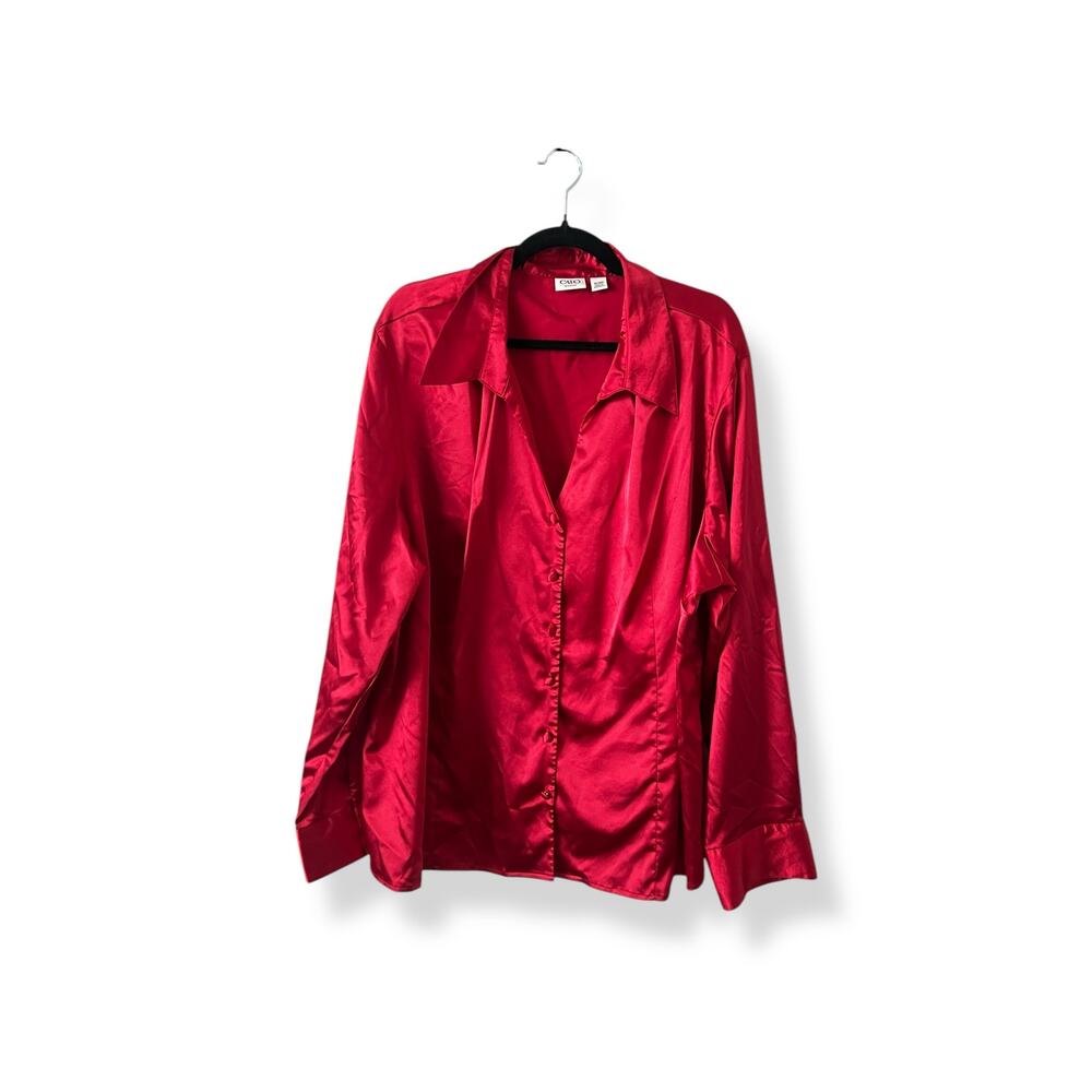 CATO Red Satin Blouse